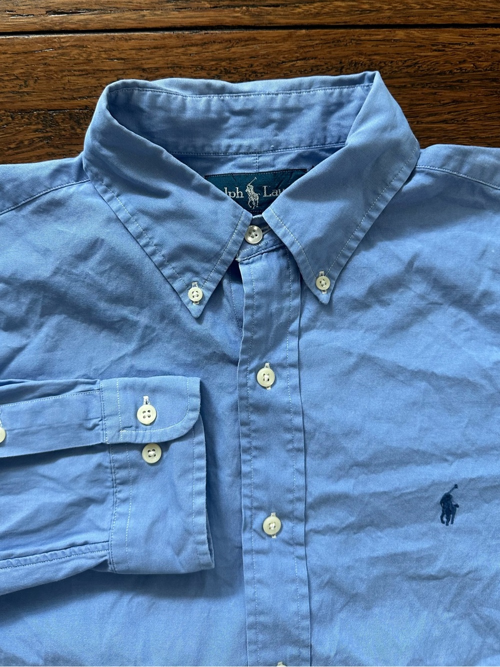 Ralph Lauren Classic Fit Blue Oxford Button Down Shirt Size 16 32/33 100% Cotton